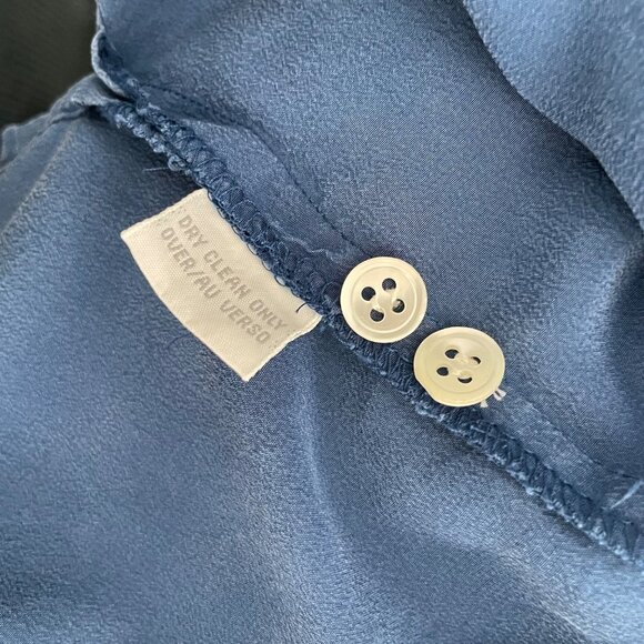 Vintage Liz Claiborne Womens Sz 6 Blue 100% Silk Button-Up Shirt Short Sleeve - Picture 4 of 6